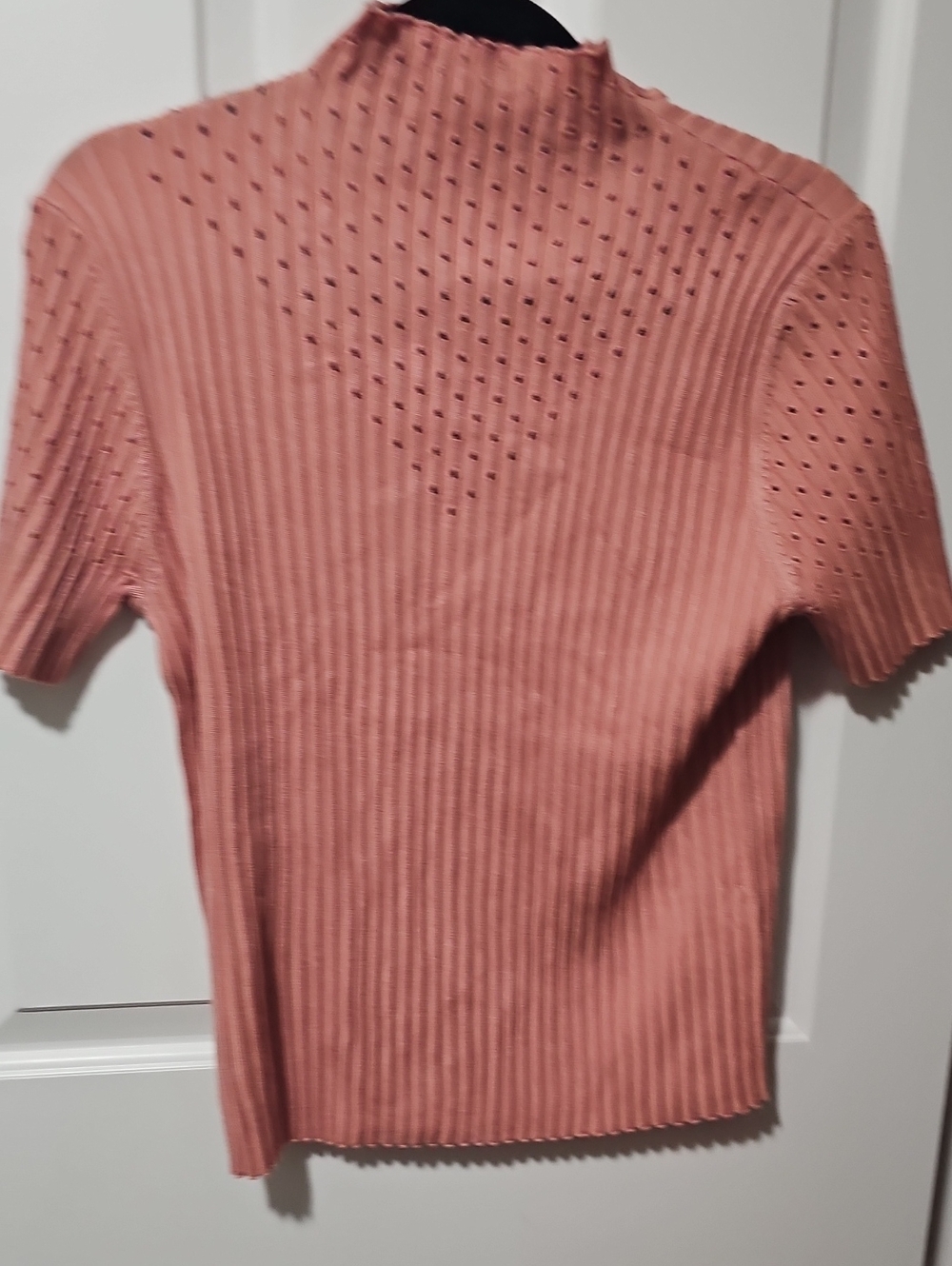 Women's New Truth Dusty Rose Ribbed Short Sleeve Top Large